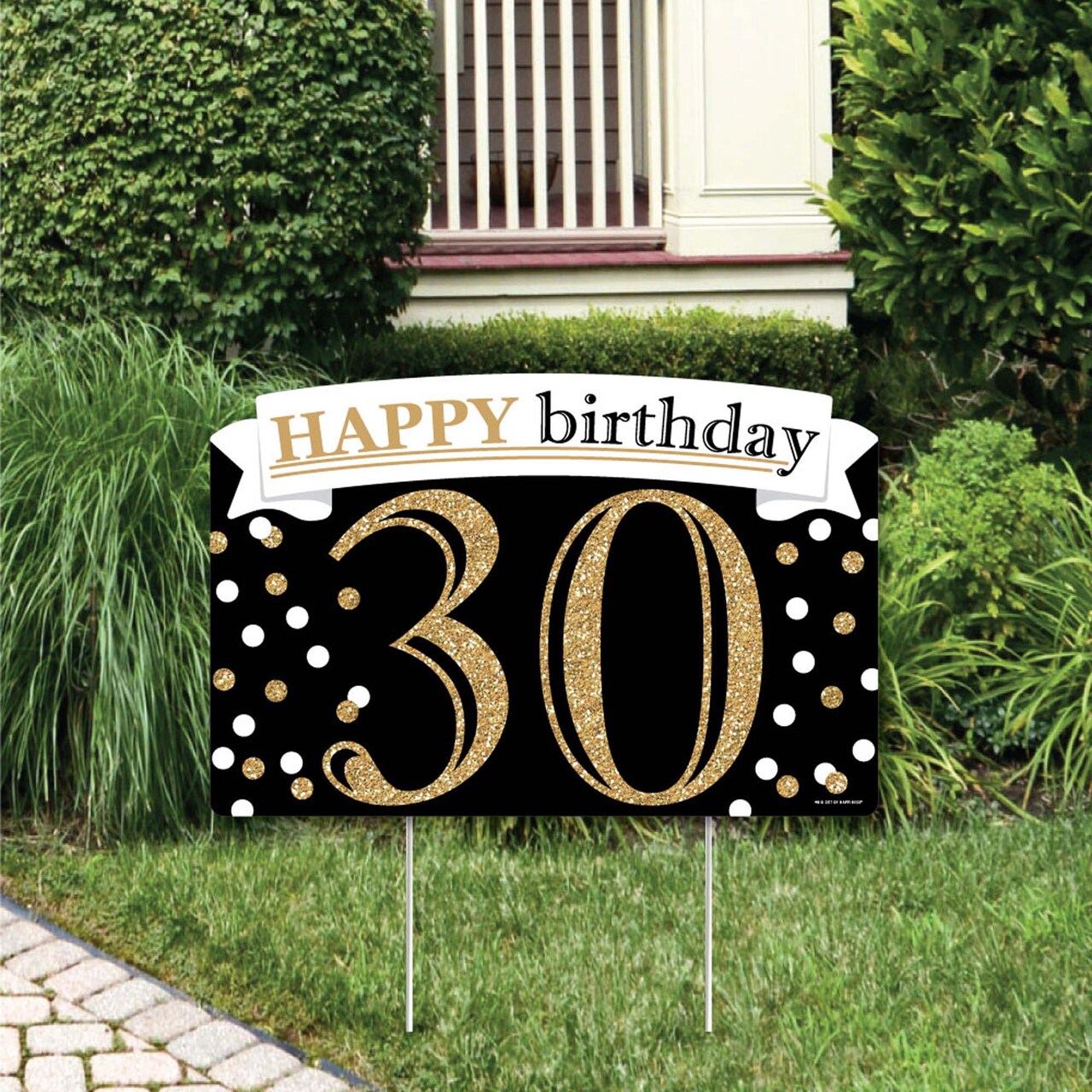 Big Dot of Happiness Adult 30th Birthday - Gold - Birthday Party Yard Sign Lawn Decorations - Happy Birthday Party Yardy Sign